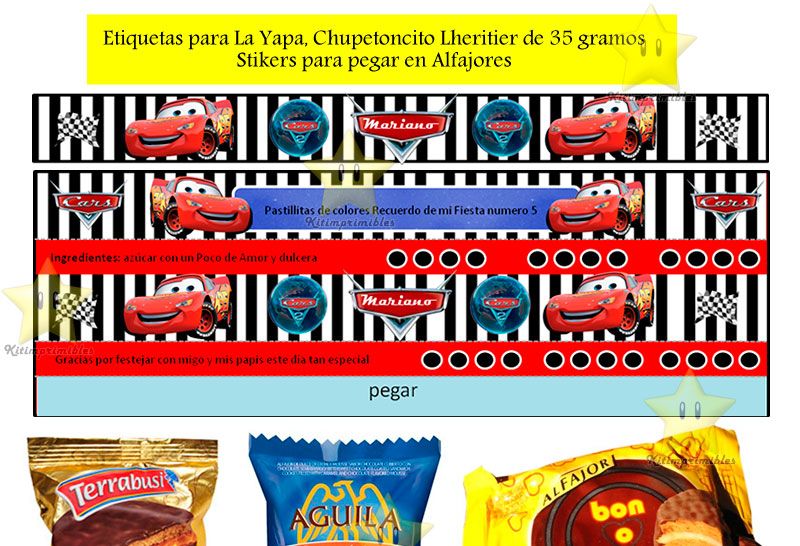 Kit Imprimible Candy Bar Golosinas De Cars Tita Yapa Y Mas kit